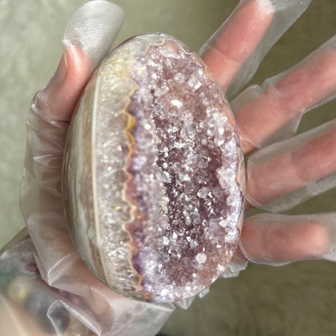 珍しい❣️ウルグアイ產アメジストクラスター原石（卵型)