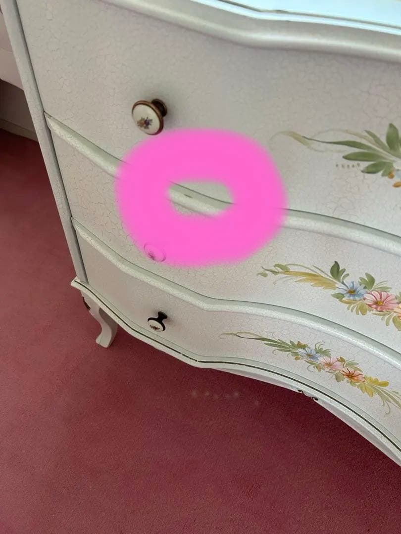 年内限定♡出品中❣️ロココ調　レア　猫足　姫系　ホワイト フラワー　3段チェスト