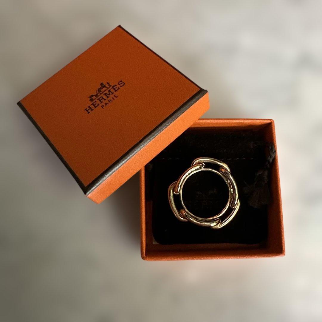 HERMES エルメス スカーフリング90 ゴールド シェーヌダンクル