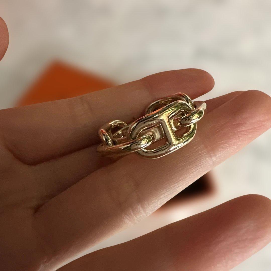 HERMES エルメス スカーフリング90 ゴールド シェーヌダンクル