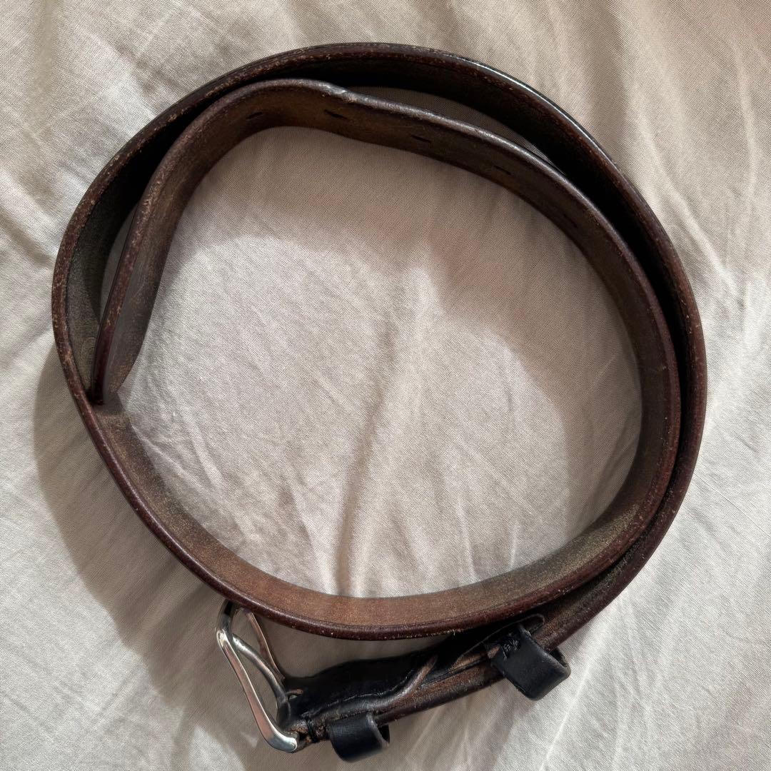 池之端銀革店 ベルト 銀製バックル 幅28mm 32インチ