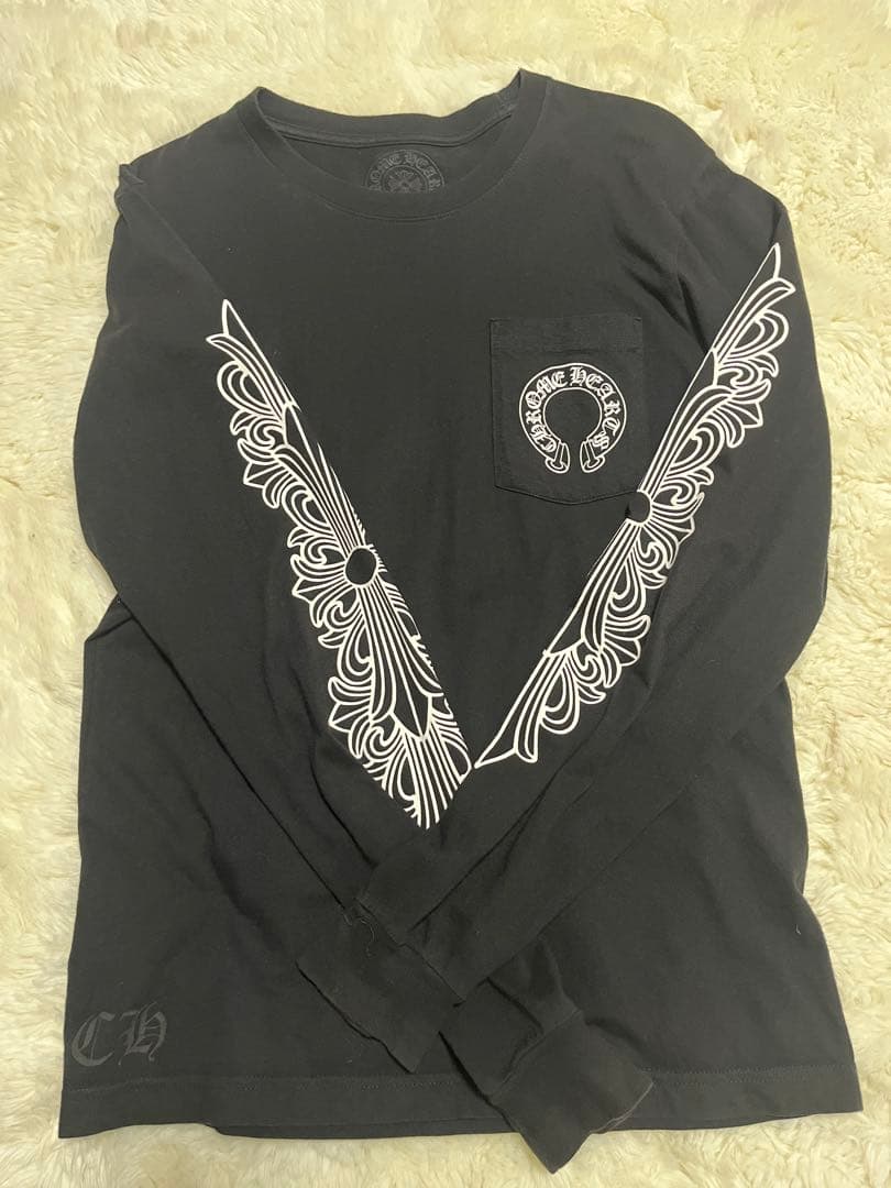 CHROME HEARTS ホースシューフローラルクロスブラックロンT