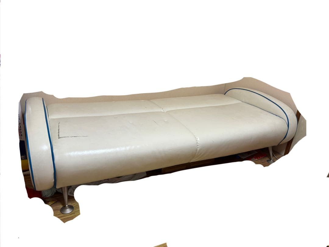 ホワイト合成皮革ソファベッド