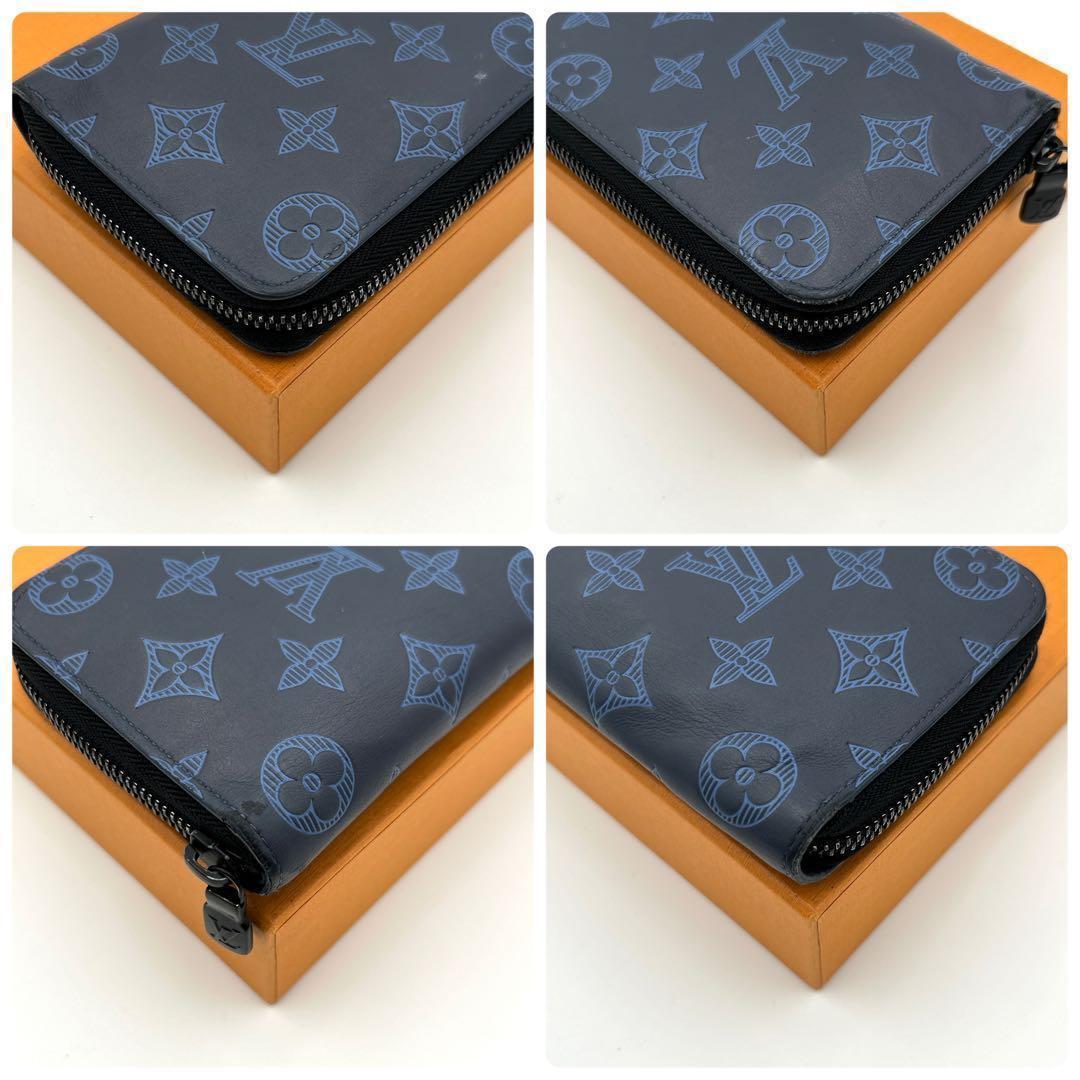 【美品】ルイヴィトン シャドウ ヴェルディカル ネイビー 長財布 メンズ