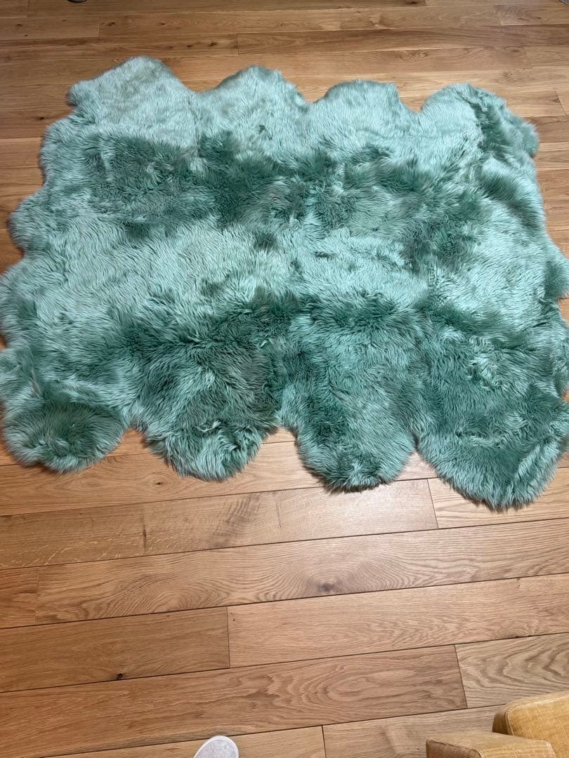 ミントグリーン ファーラグ 約195×185