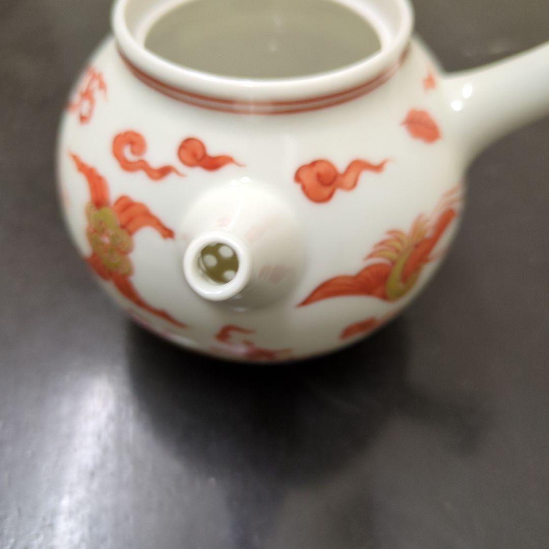 煎茶道具　和煌 北村和煌作 赤絵 金彩雲鶴文　急須　茶道具　煎茶