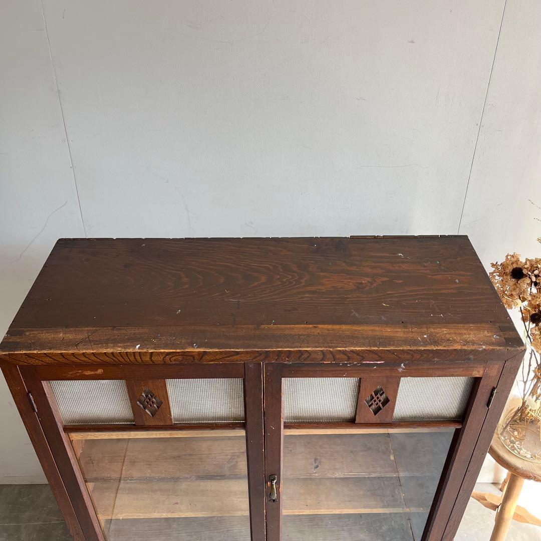 アンティーク ガラス 戸棚 チェスト キャビネット 飾り棚 昭和レトロ z459