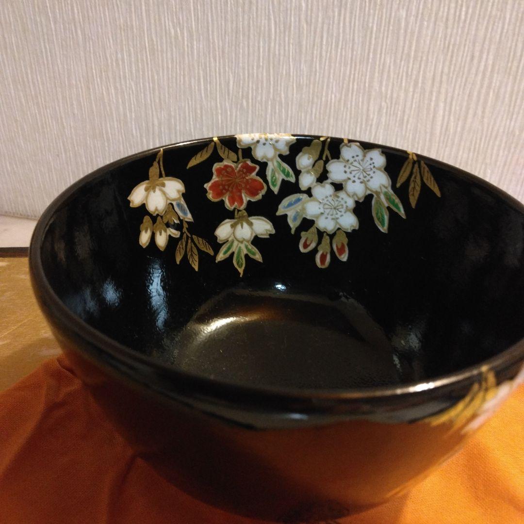 加藤松香 造 仁清 夜桜 抹茶茶碗 共箱 共布 茶道具