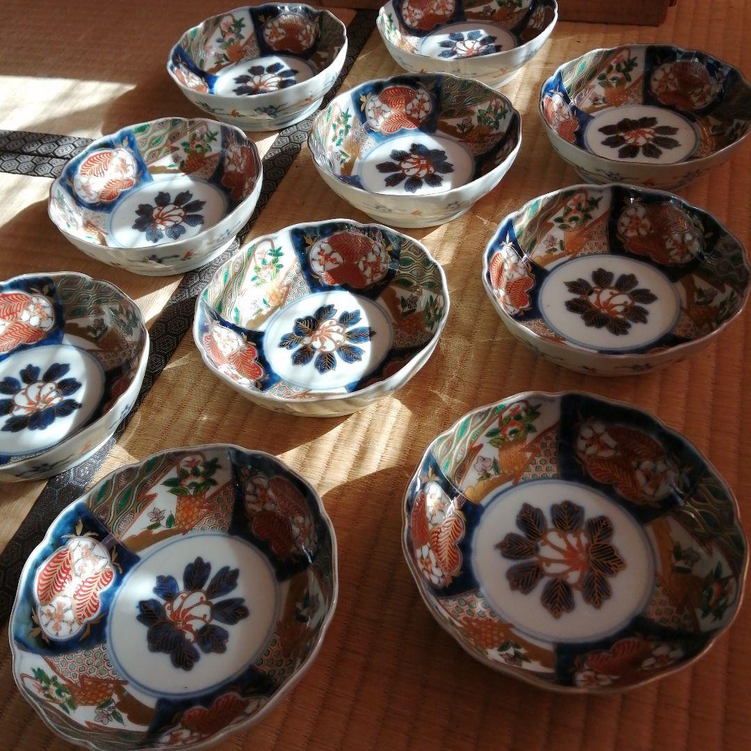 古伊万里　金彩錦膾皿　10客　15cm　江戸後期