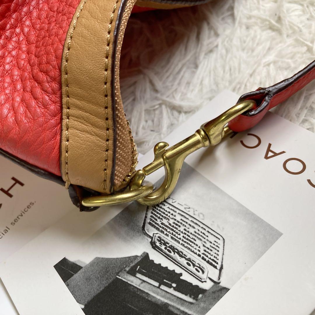 美品 COACH コーチ 特大 トート オレンジ ショルダーバッグ