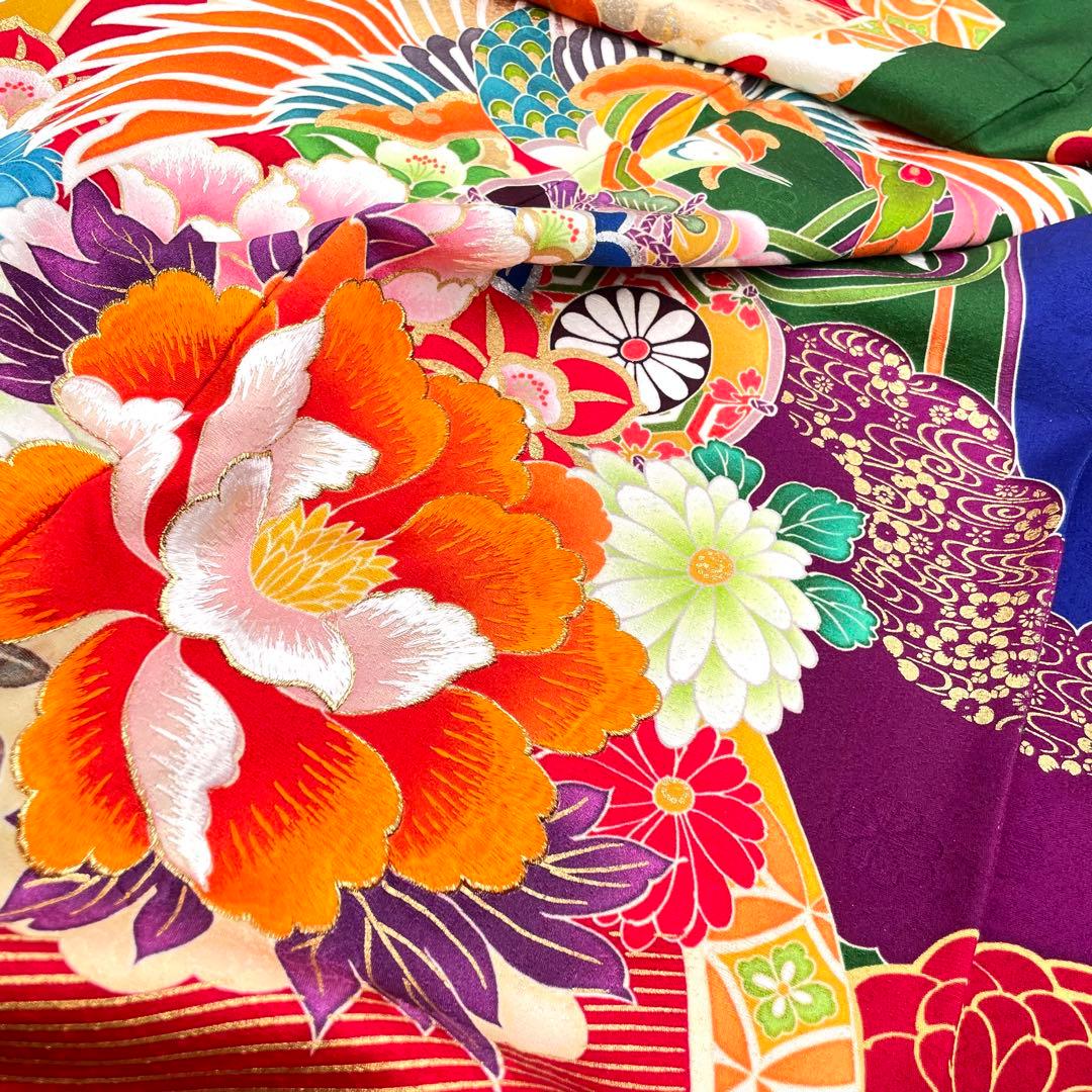 トールサイズ　振袖5点セット　フルセット　花絵巻と鳳凰　豪華刺繍