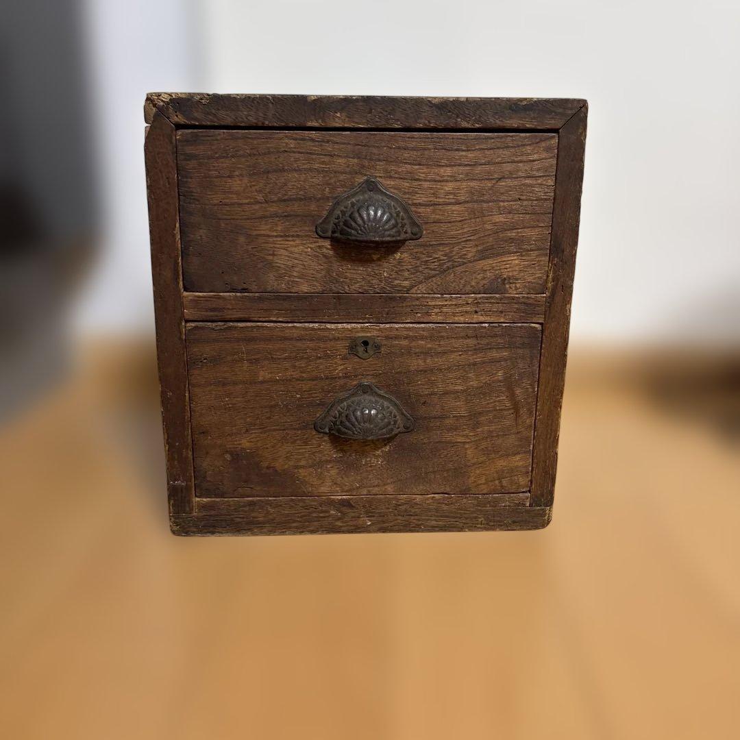 戦前？重厚な2段の小引き出し　昭和レトロ
