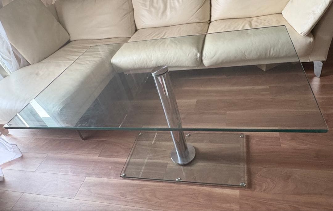 【1月末まで】ガラス製長方形センターテーブル