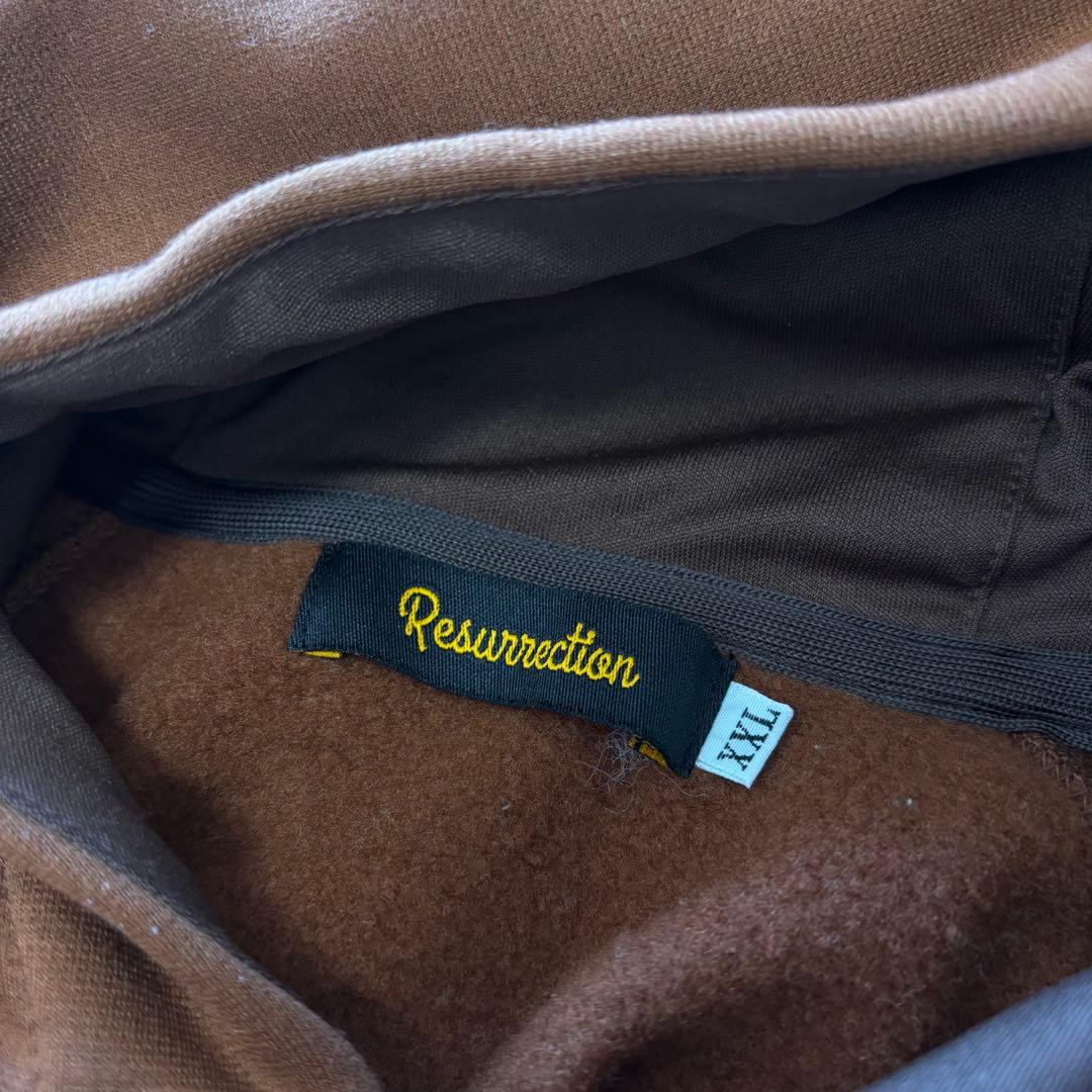 2024モデル レザレクション パーカー ブラウン ビッグロゴ フード