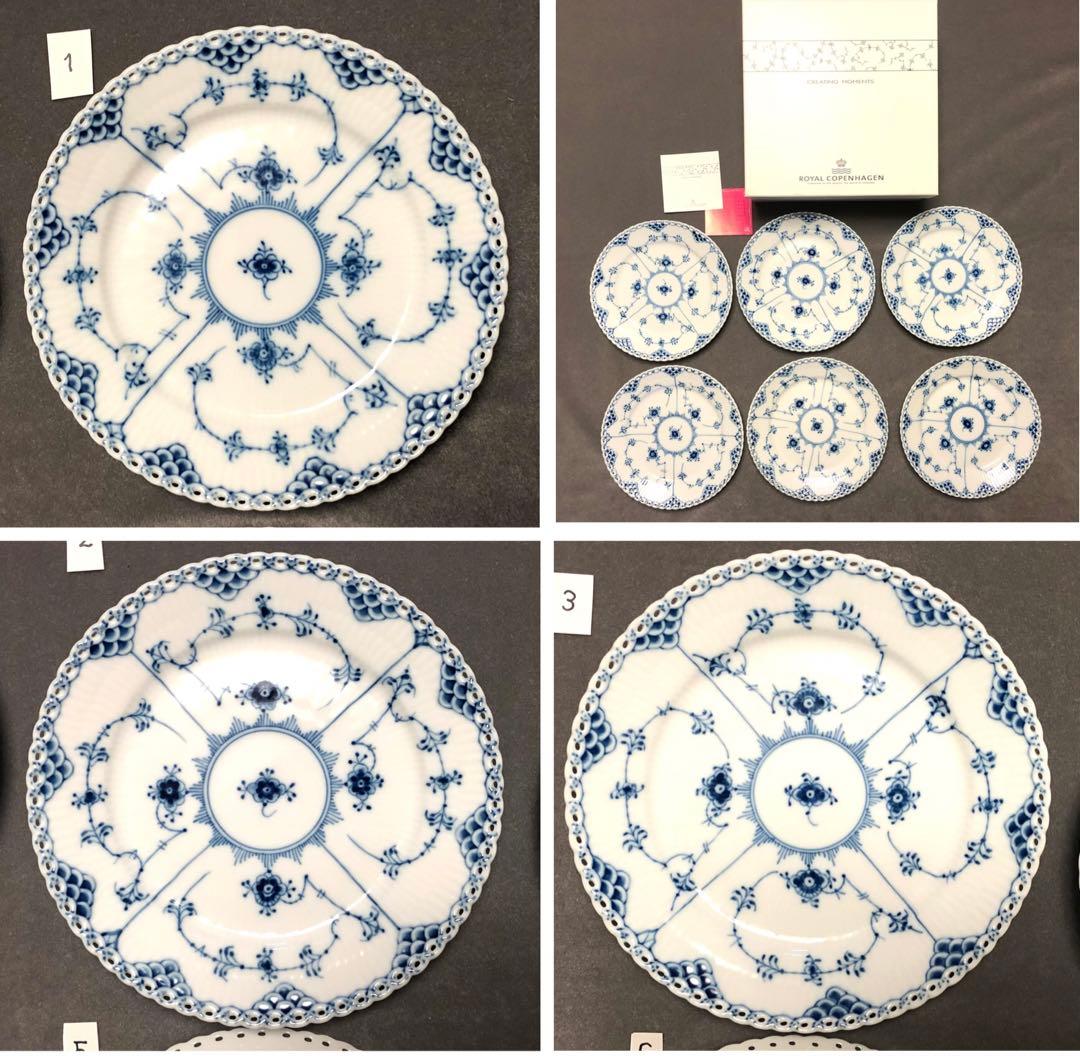 ロイヤルコペンハーゲンブルーフルーテットフルレース19プレート6枚箱入(未使用)