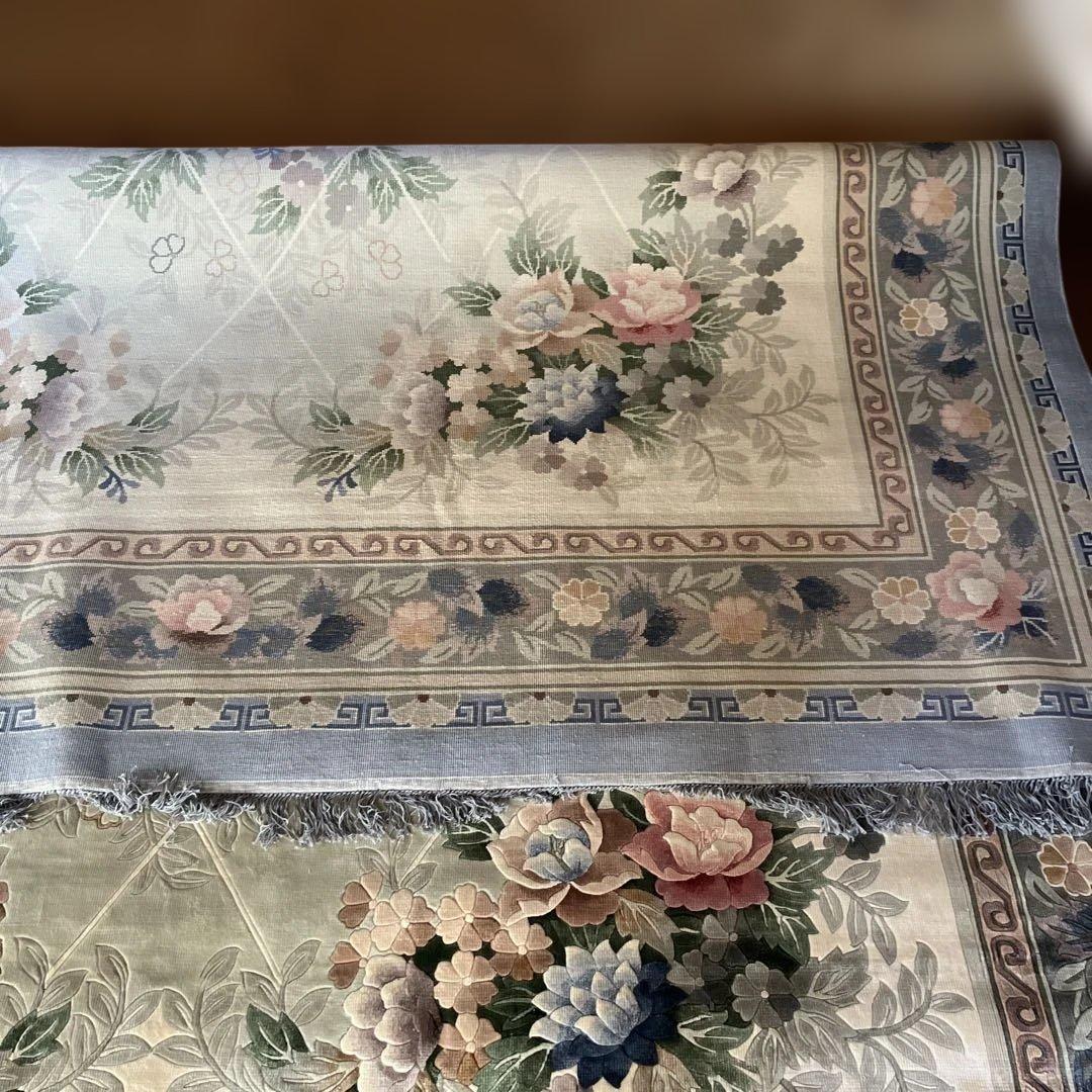 【美品】エクセルヒューマン購入　高級じゅうたん6畳　中国シルク　花柄カーペット