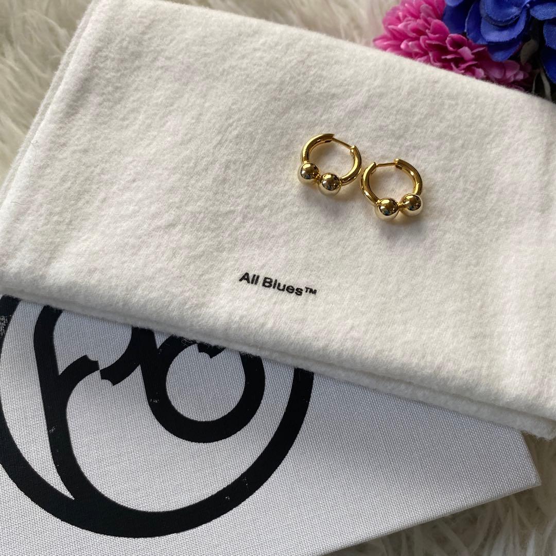 KiwiAll Blues フープ ピアス パール 輪っか 円　ゴールド
