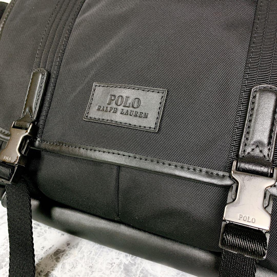 【美品✨】ポロ ラルフローレン メッセンジャーバッグ ショルダー レザー 黒
