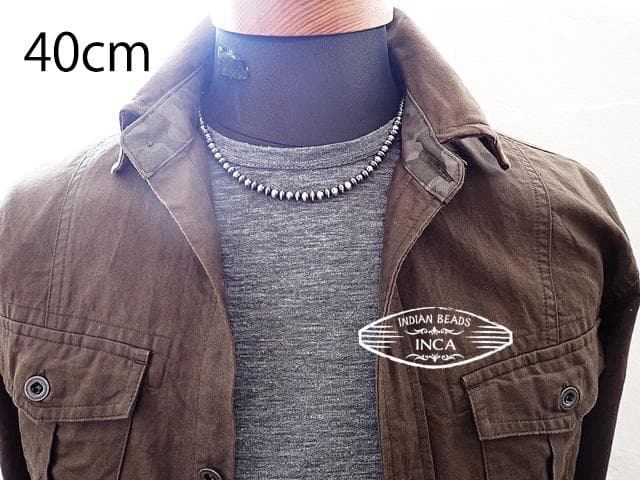 ナバホパール ビーズネックレス ロンデルミックスタイプ シルバー925