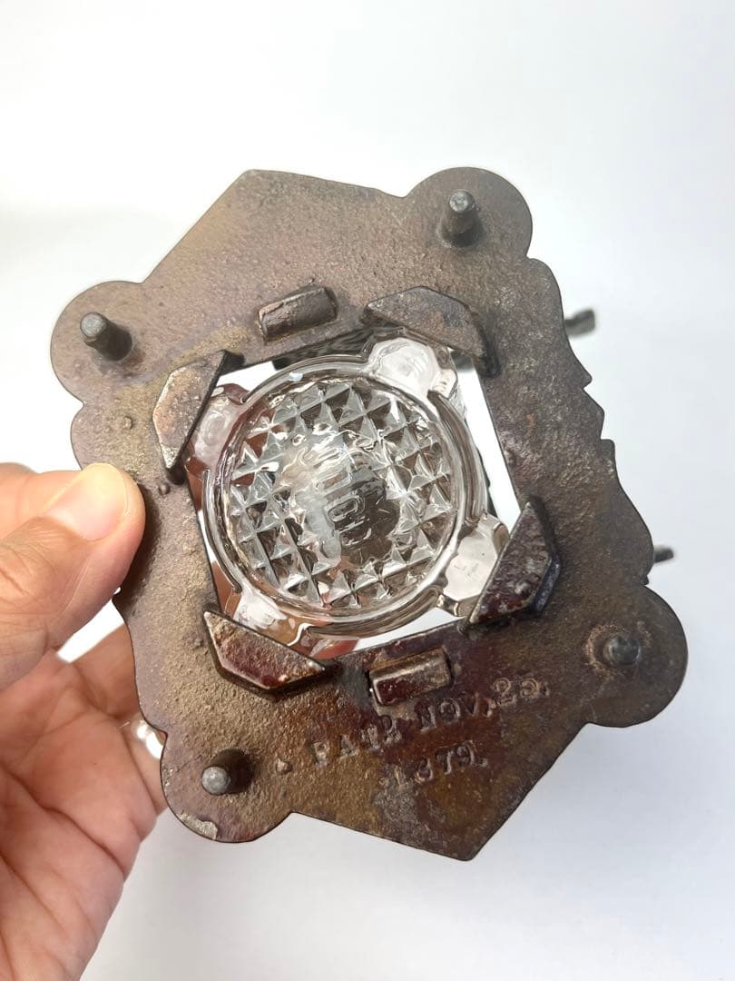 146年もの アンティーク インク壺 ペンレスト 1879年製 つけペン ガラス