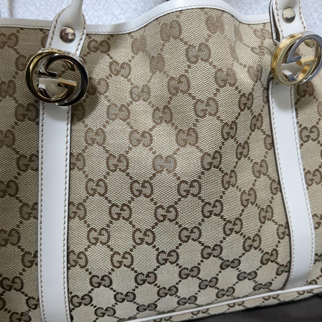 【美品】お値下げ*⁠.⁠✧GUCCI ベージュ GGキャンバス トートバッグ