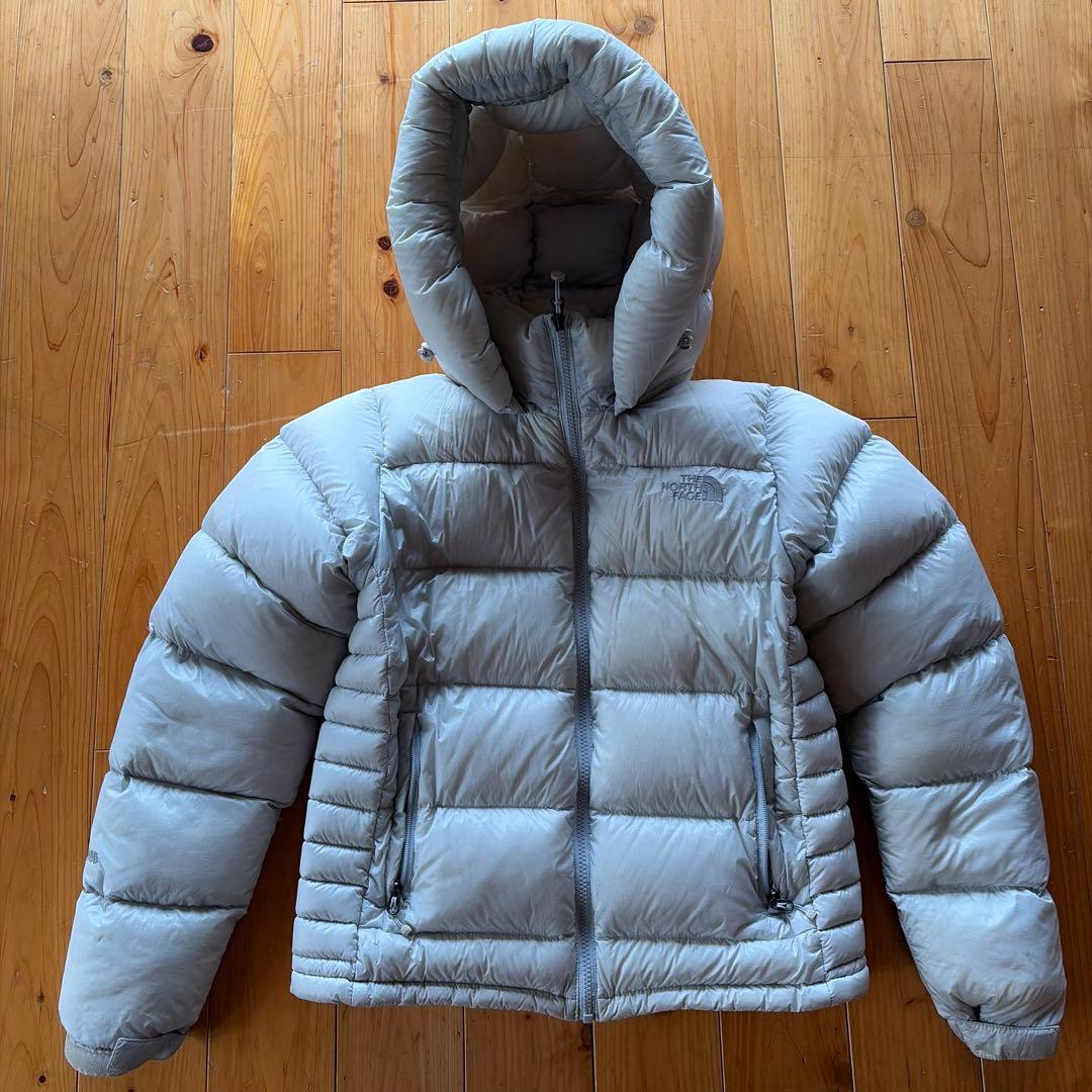 Mノースフェイスレディース800ホワイトシルバーダウンジャケットパーカー