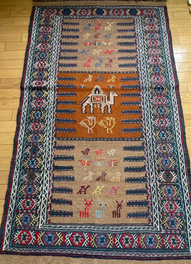 【在庫一掃セール】グーチャン キリム ウール 178cm×110cm