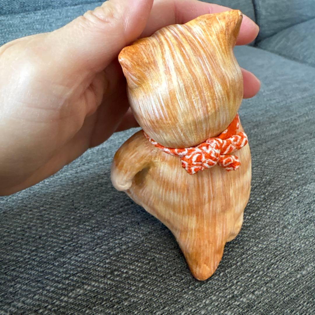 もりわじんさん　サイン入り　招き猫　猫の置物