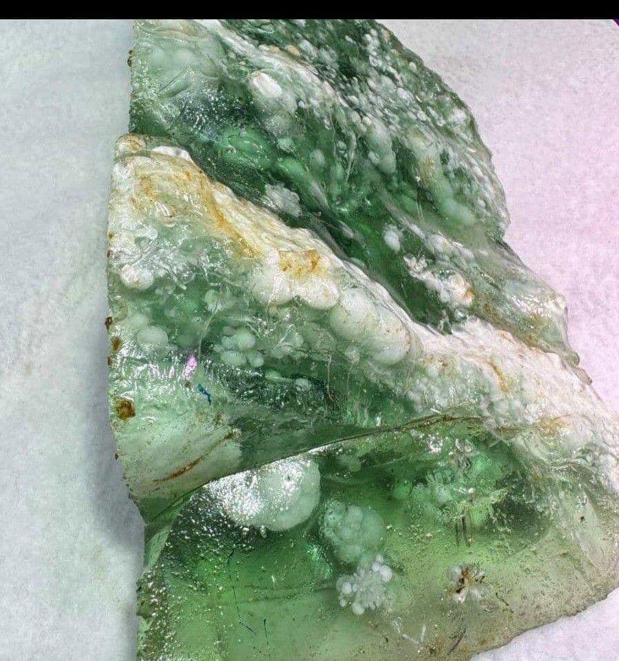 超超超希少石‼️グリーンラリマー約14mm内径約17センチ 雪花オブシディアン