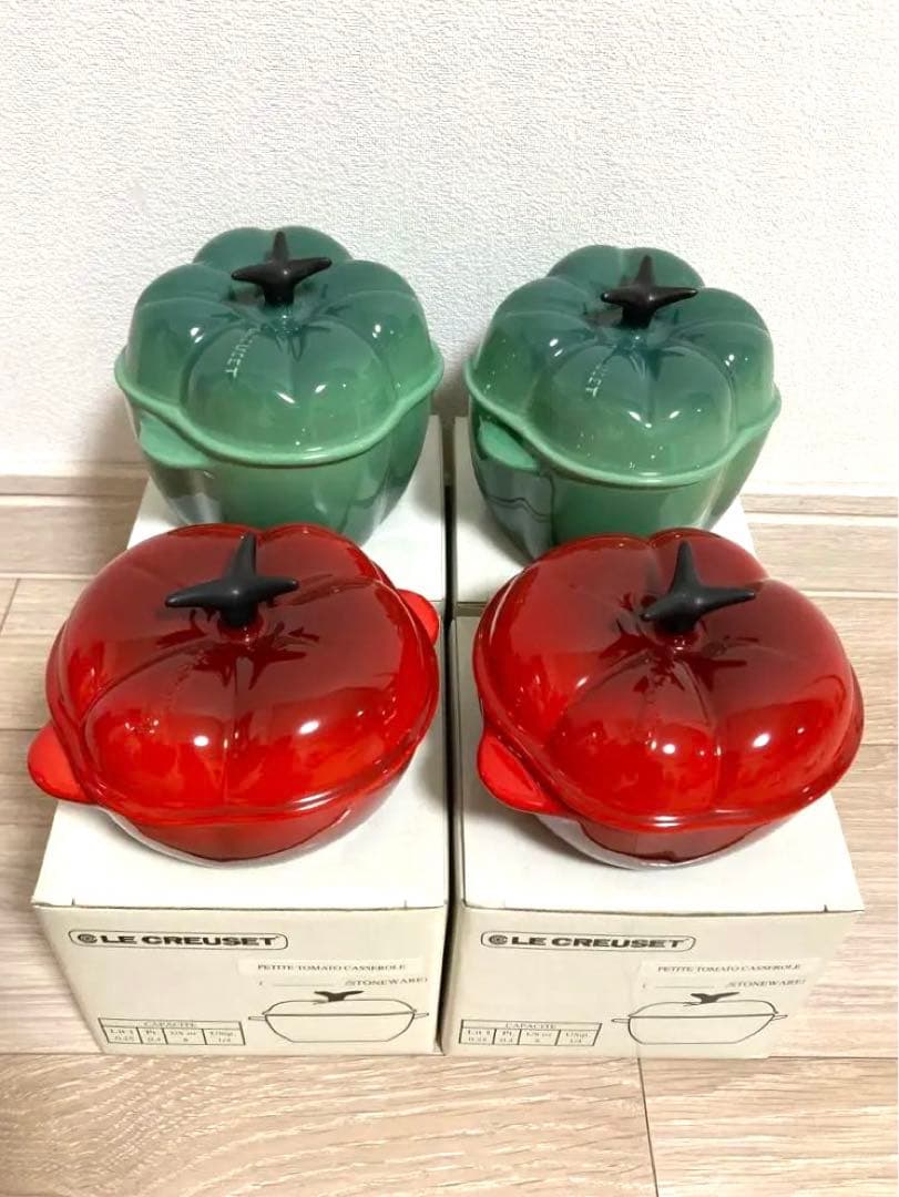 ル•クルーゼミニココットベジタブル　トマト＆ピーマン４個セット