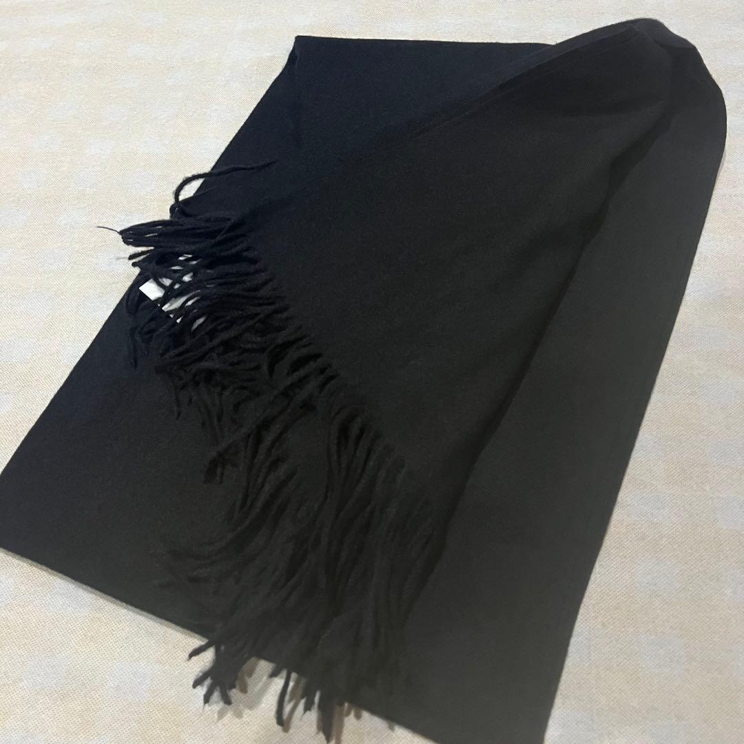 ト*ム様 美品 ジョンストンズ カシミヤ100％ 大判ストール ミッド ブラック