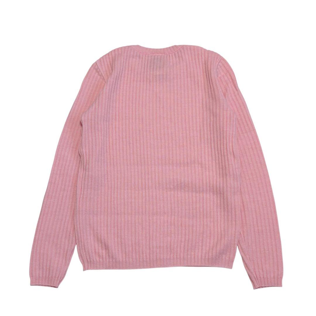 未使用　courreges　クレージュ　ロゴ刺繍　リブニット　フランス製　ピンク