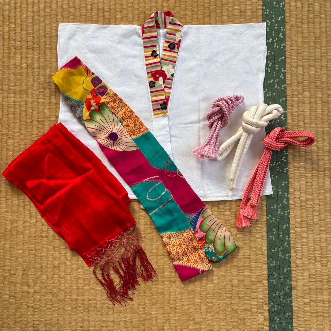 アンティーク着物 だらり帯 髪飾り足袋 セット 七五三 3歳用