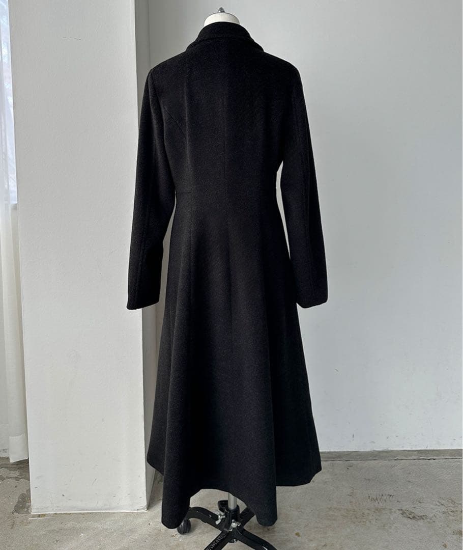 Louere ウエストシェイプフレアチェスターコート S ダークグレー ロング丈