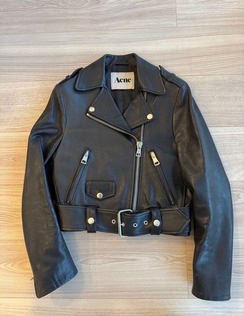 Acne ブラック ライダースジャケット