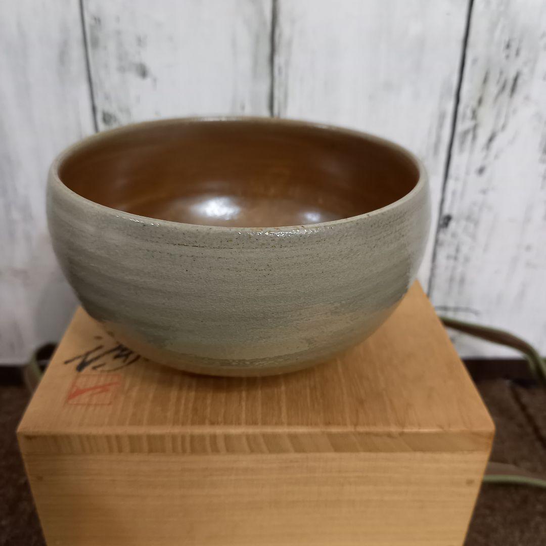 未使用 藤原謙 青備前焼 備前茶碗 備前焼茶碗 茶道具 抹茶碗