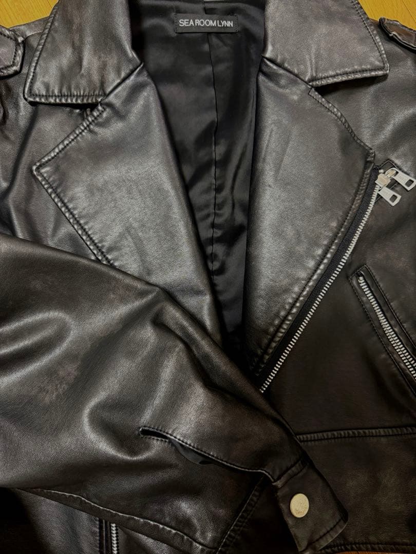 【美品】SeaRoomlynn Vintage ECOレザーショートライダース