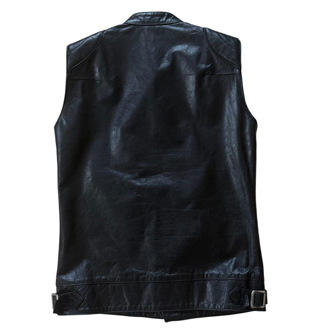 【美品】Pledge プレッジ ライダースベスト レザー 本革 牛革 48 M