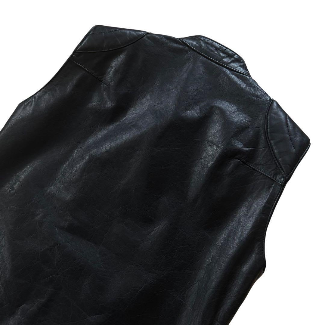 【美品】Pledge プレッジ ライダースベスト レザー 本革 牛革 48 M