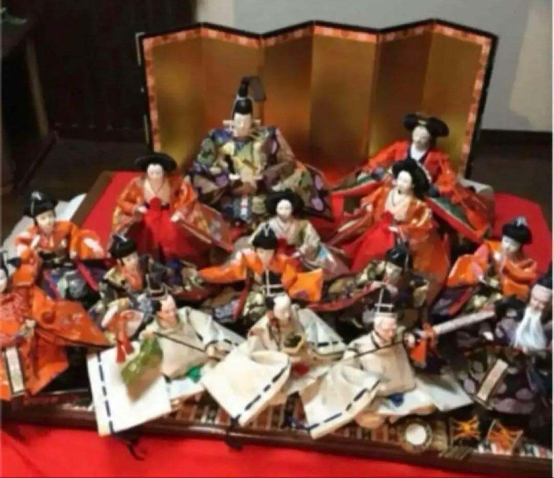 【ひな人形十五人揃い】「本畳親王台付」大ぶりですので施設にも最適ーこ