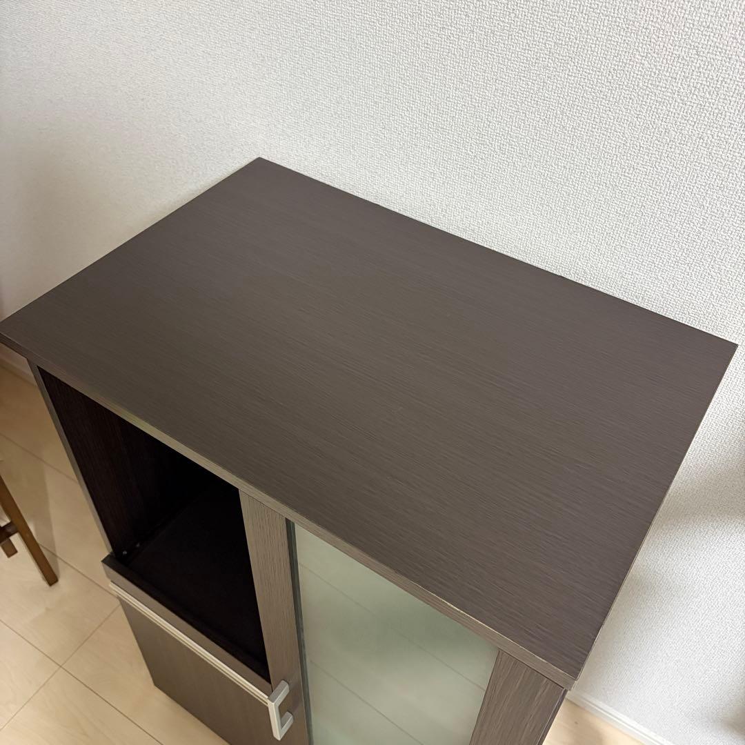 【引取り希望】NITORIダークブラウン レンジボード ガラス扉付き