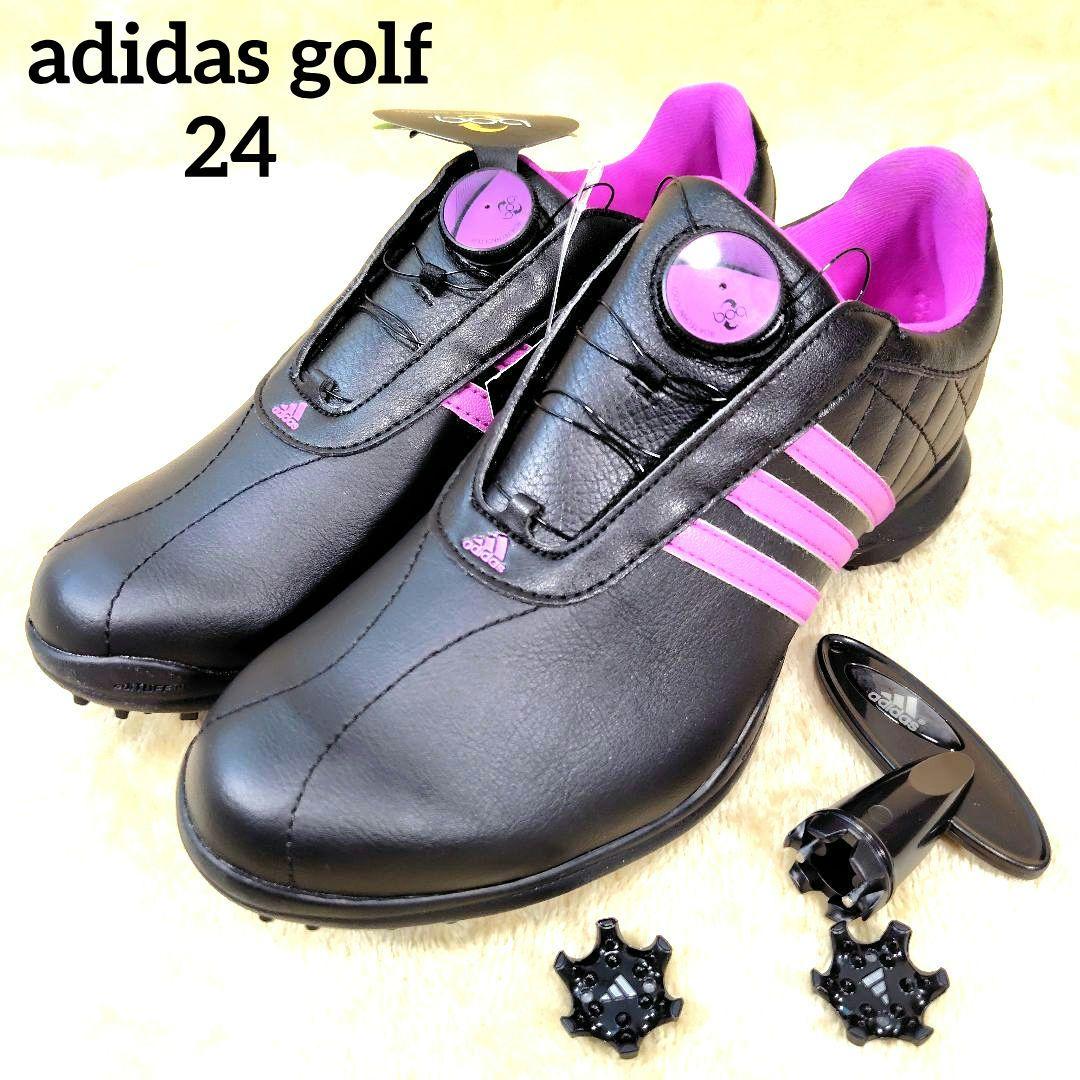 新品未使用 アディダス ゴルフシューズ ドライバーボア スパイク 黒色 24
