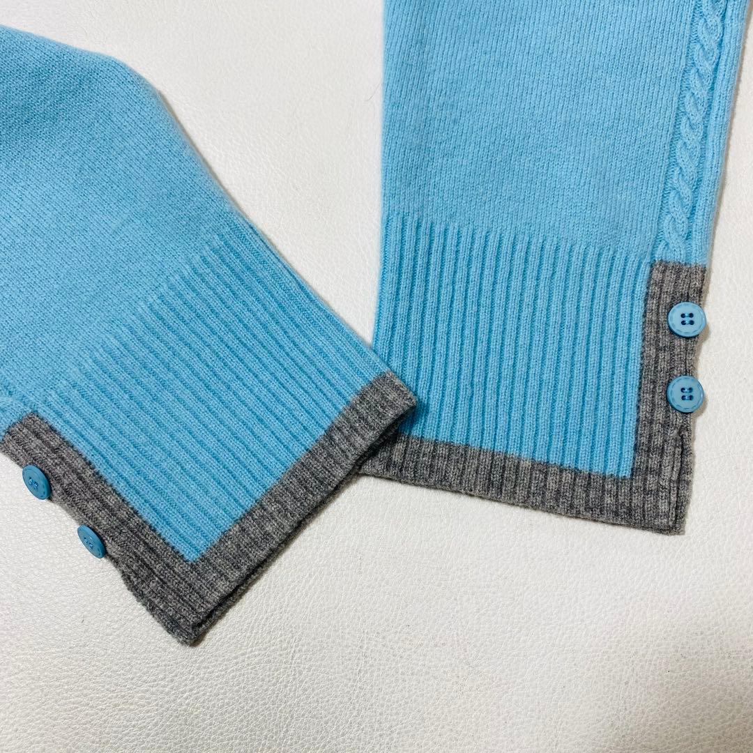 美品 レリアン プラスハウス ホワイトレーベル バイカラーハイネックニット