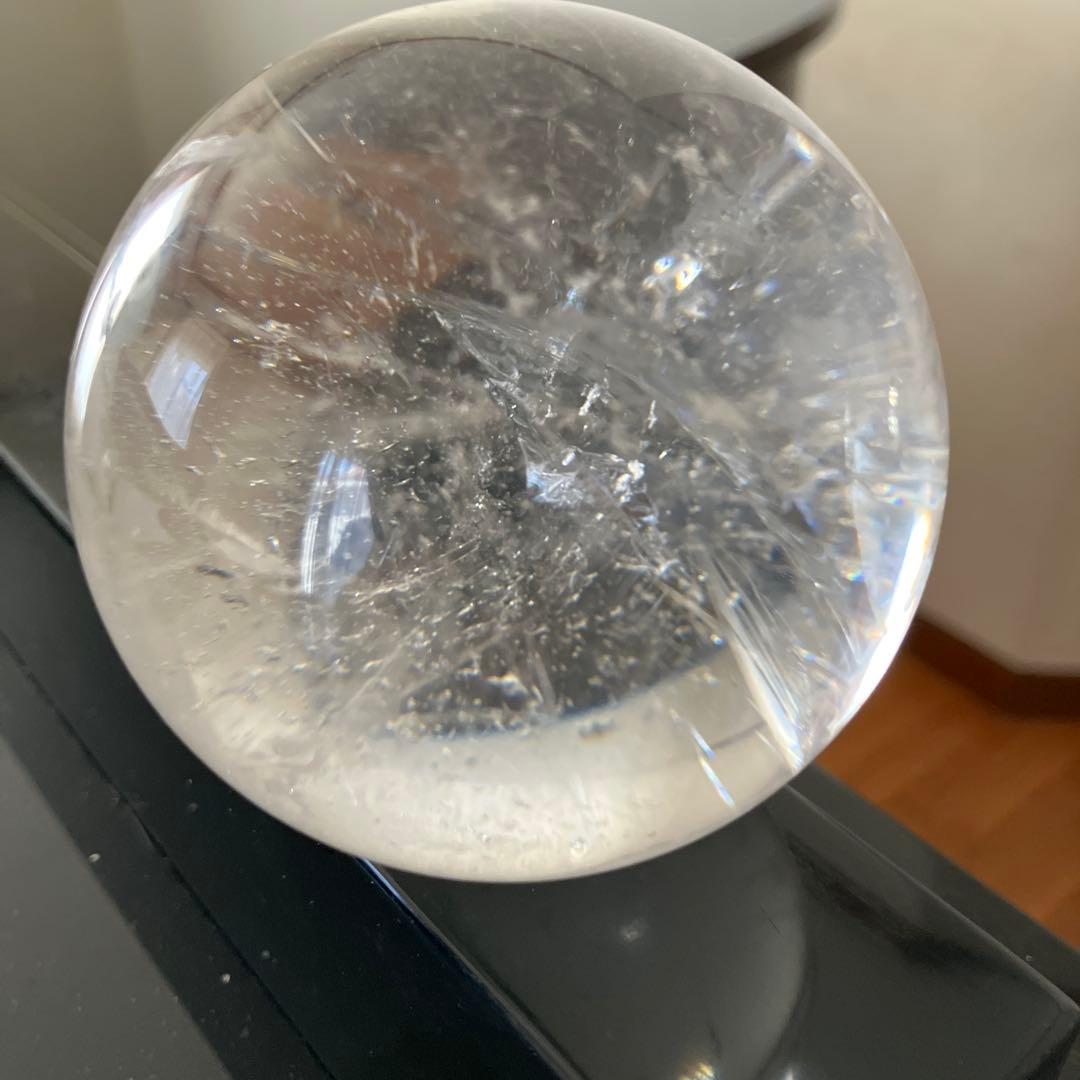 大！ホワイトガーデン&レインボー入り　水晶　スフィア　天然石置物　E191