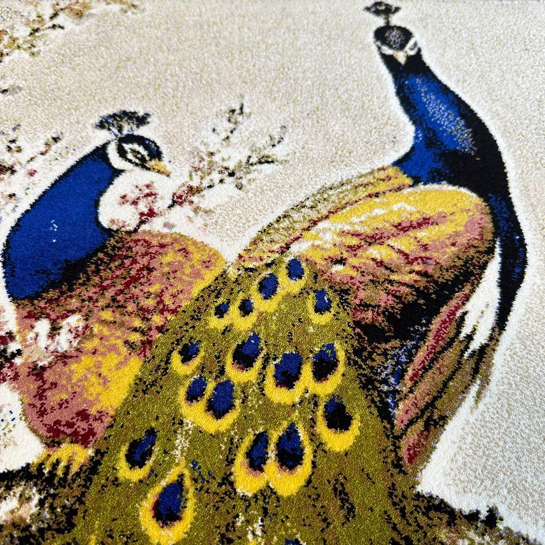 【新品未使用】絵画風絨毯　カーペット　玄関用　孔雀　玄関　廊下　絵画　イラン