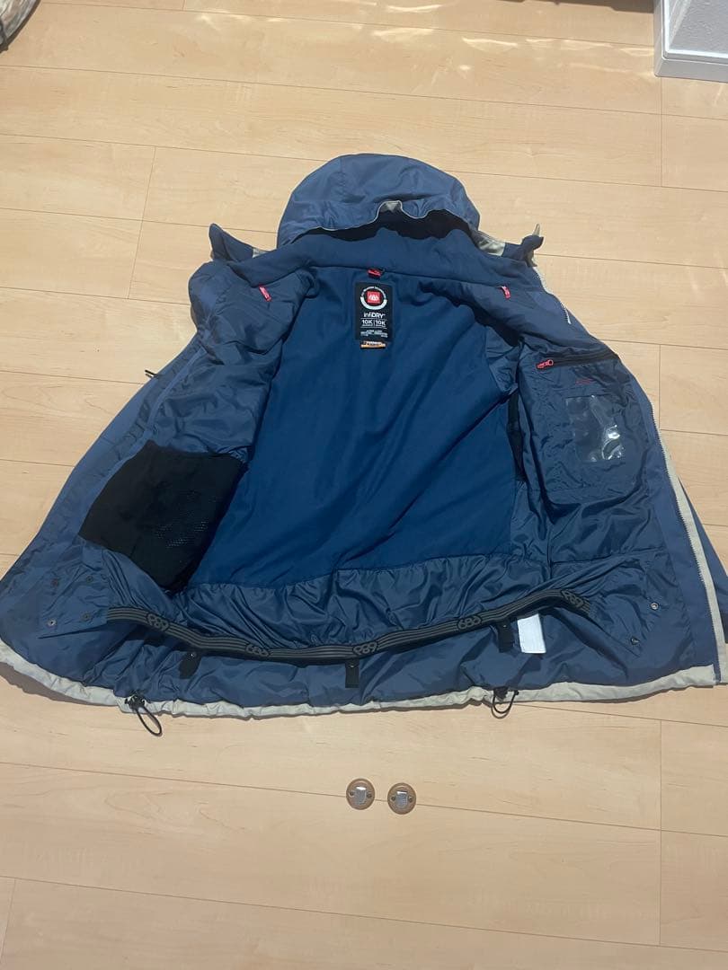 スノーボードウェア フード付き ネイビー ベージュ ビブパン　黒