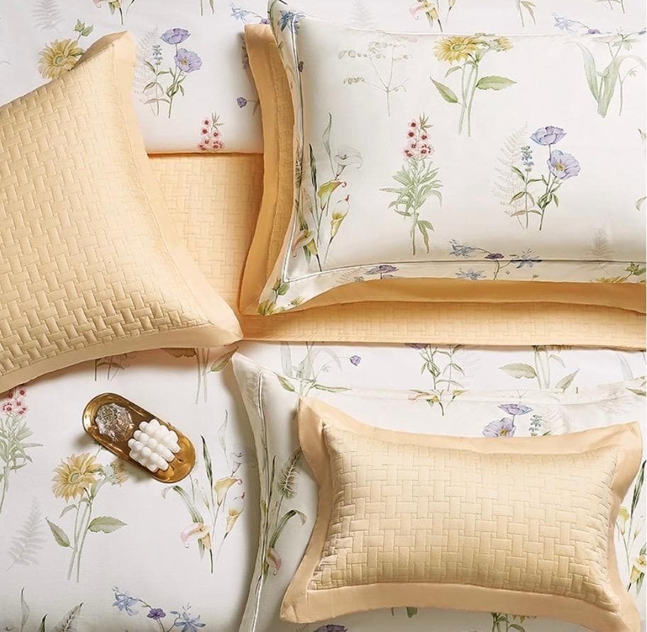 オーダーメイド エジプト超長綿100% 600TC ホワイト ボタニカル リーフ