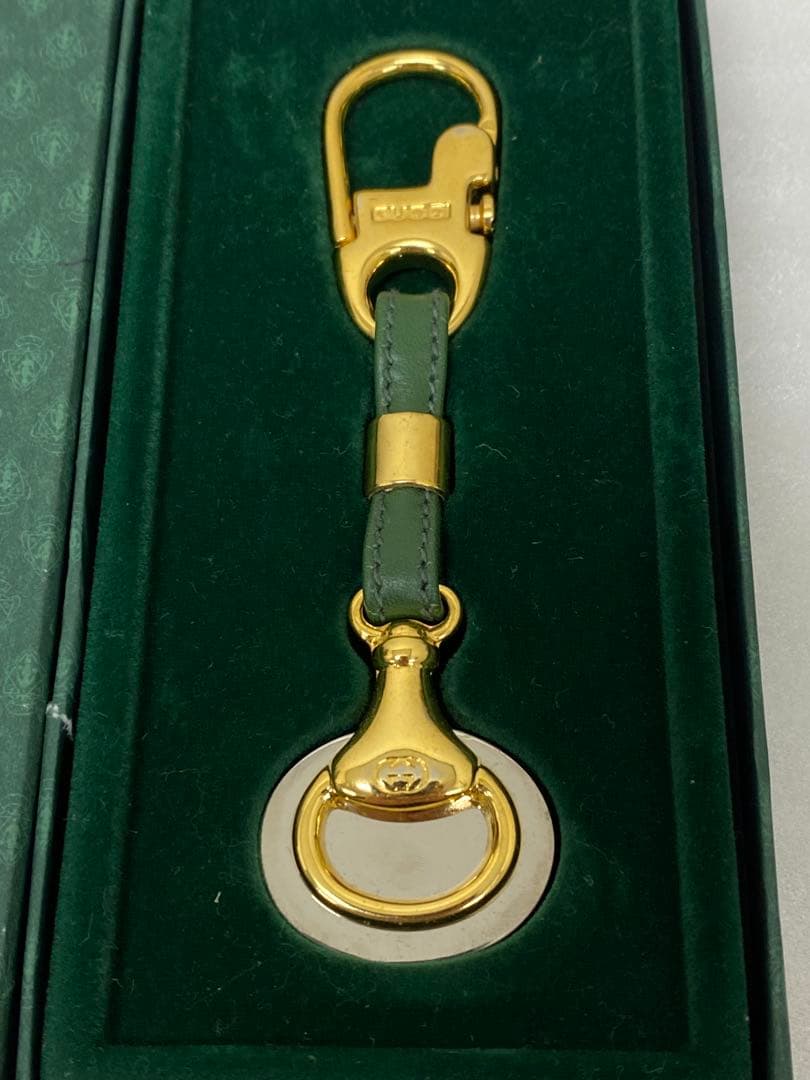 3-2458 オールドグッチ キーホルダー インターロッキング ヴィンテージ箱付