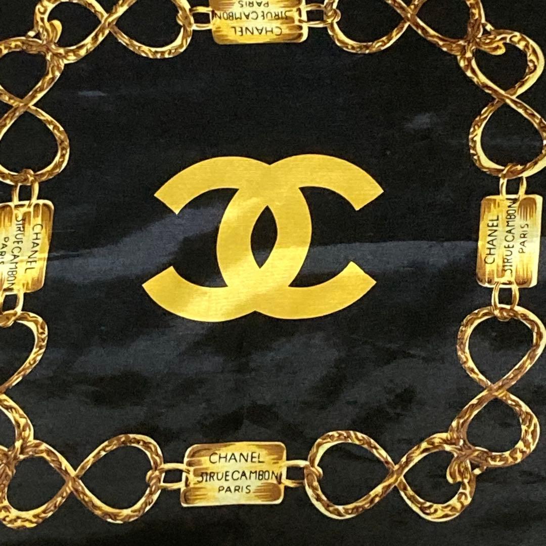 y*6様 CHANEL シャネル チェーン柄 シルクスカーフ 85×85cm