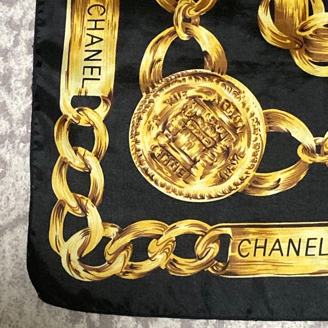 y*6様 CHANEL シャネル チェーン柄 シルクスカーフ 85×85cm